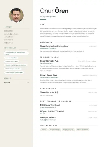Satış Danışmanı CV Örnekleri cv indir